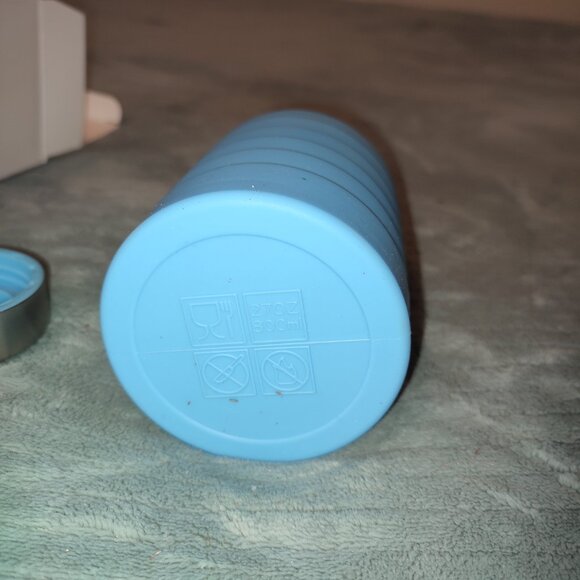 NEW Teal Blue Foldable Water Bottle Sport Silicone Portable Extensible Hiking - Picture 6 of 12